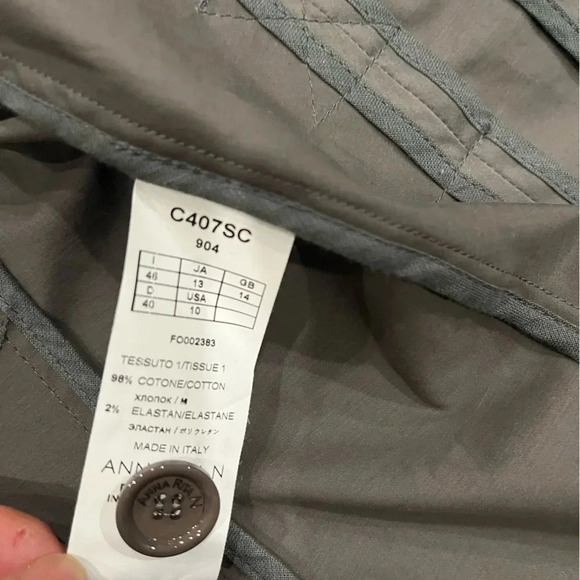 [46/US 10] AnnaRita N dark Gray Green Cotton Blazer - Picture 9 of 9